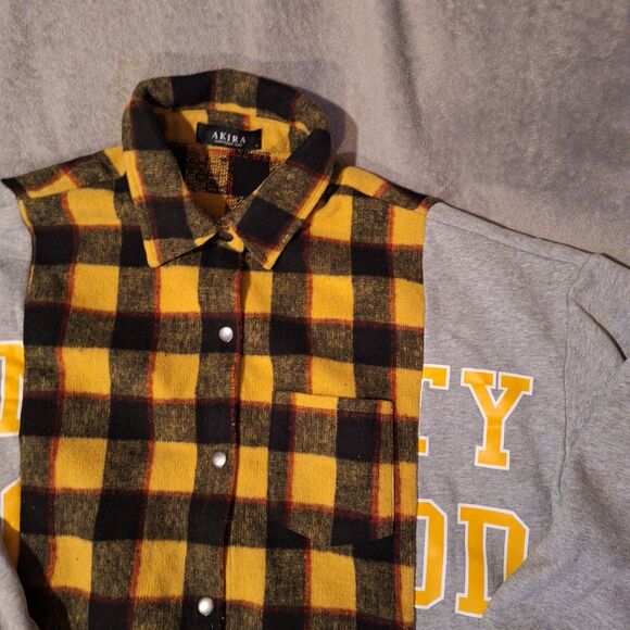 AKIRA Tomboy Babe Jacket Gray / Yellow-Black Plaid Terry/Flannel Oversize S - Picture 3 of 10